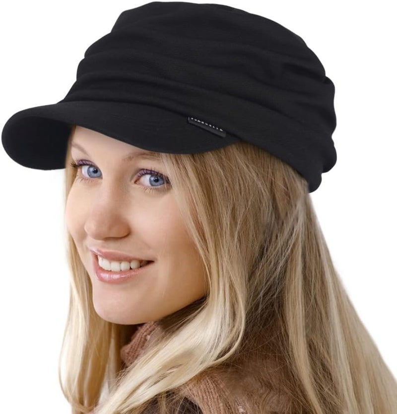 Ruphedy Newsboy Cap for Women Summer Chemo Headwear Hair Loss Cancer Hat with Brim - Image 1
